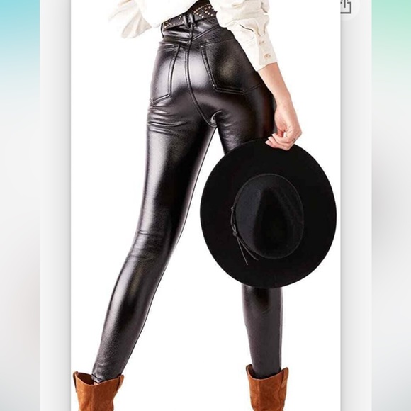 Free People Liquid Black Pleather Pants - Picture 2 of 5